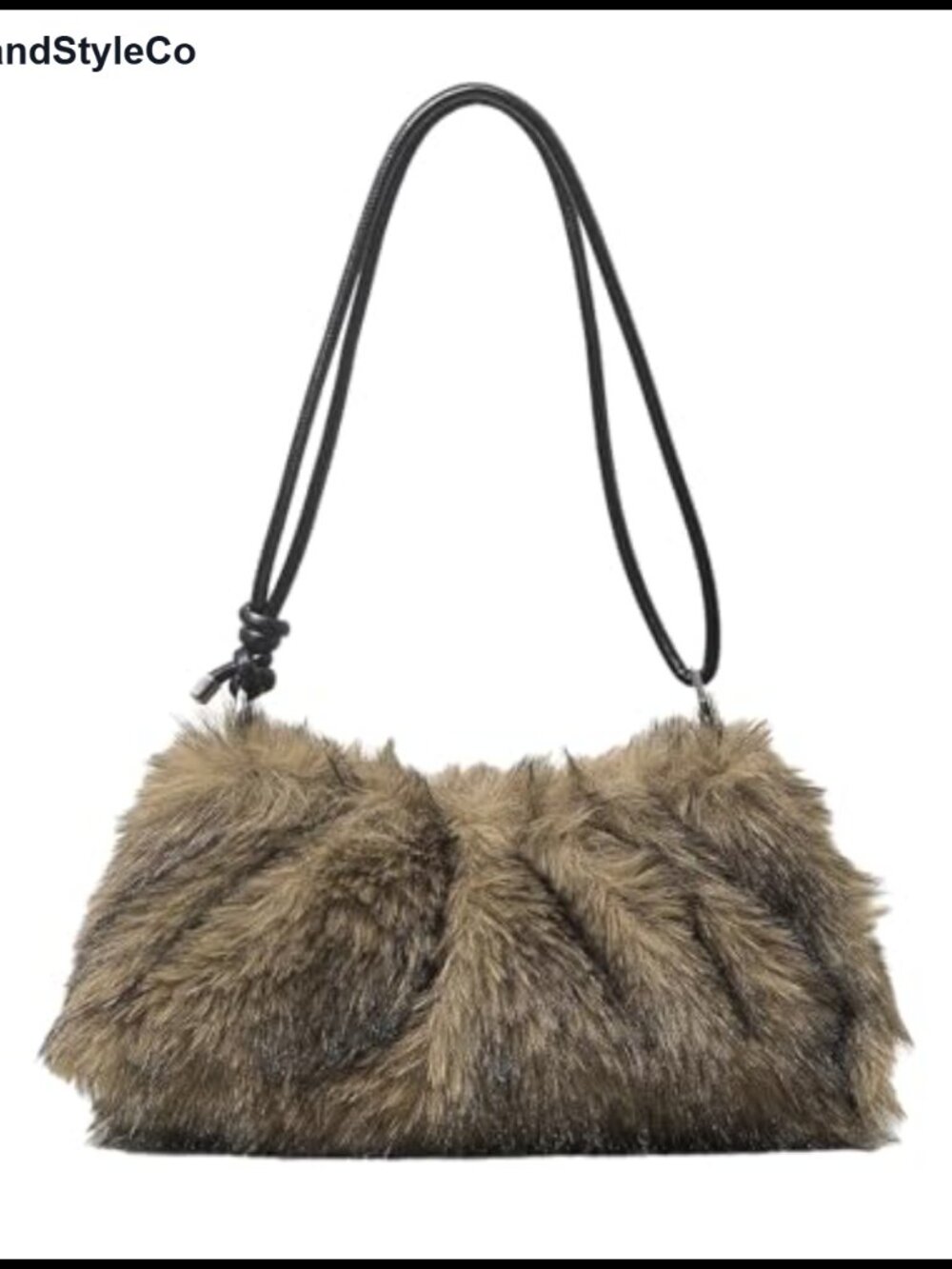 Faux Fur Shoulder Bag Fuzzy Knotted Underarm Hobo Tote Handbag